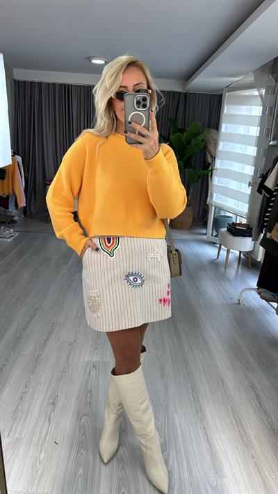 Bisiklet Yaka Yumuşacık Sarı Triko