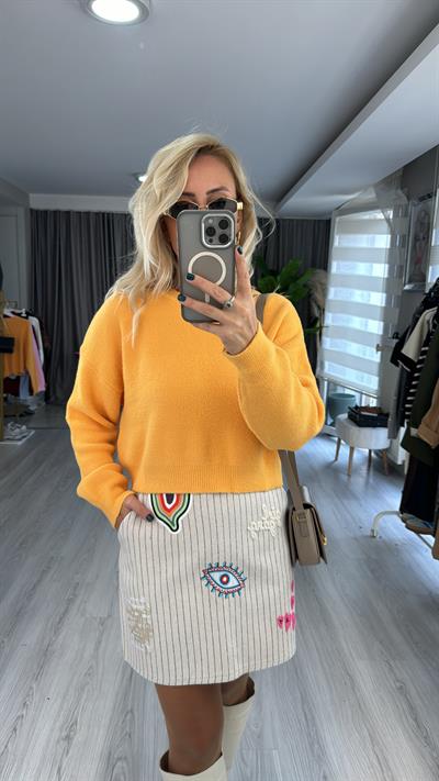 Bisiklet Yaka Yumuşacık Sarı Triko