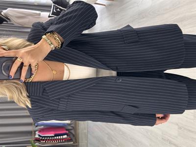BLAZER CEKETLİ ÇİZGİLİ LACİVERT TAKIM