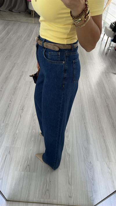 Bol Paça Koyu Mavi Jean