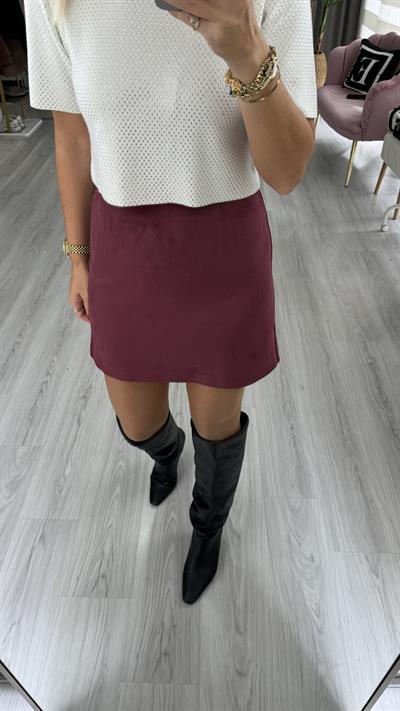 Bordo Süet Çan Etek