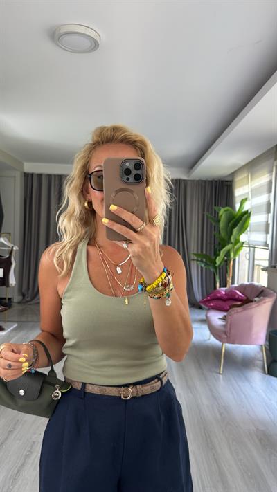 Boyundan Askılı Çağla Dilvin Bluz