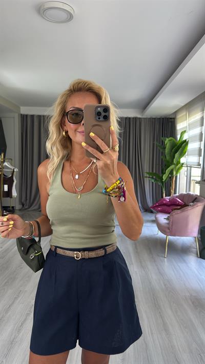 Boyundan Askılı Çağla Dilvin Bluz