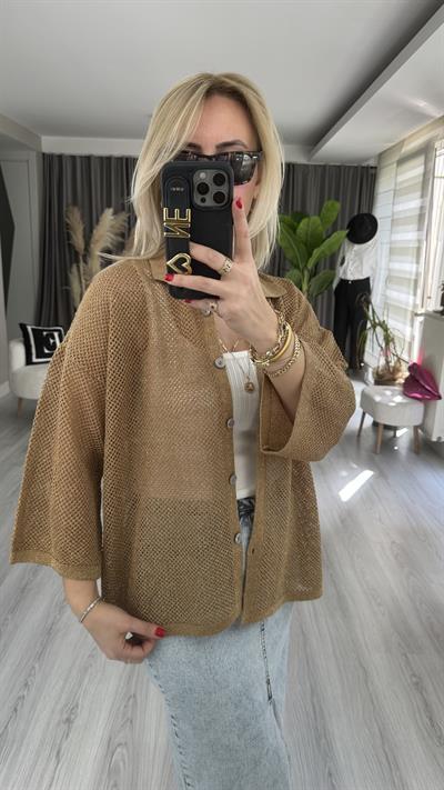 CAMEL GOLD SİMLİ, AJURLU TRİKO HIRKA