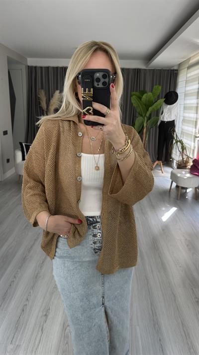 CAMEL GOLD SİMLİ, AJURLU TRİKO HIRKA