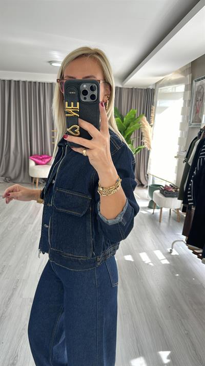 Cepli, Fermuarlı Denim Ceket