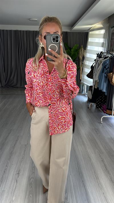 Çiçek Desen Modal Pamuk Gömlek