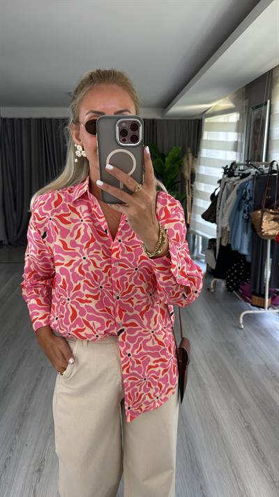 Çiçek Desen Modal Pamuk Gömlek