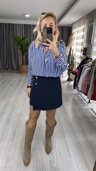 ÇİZGİLİ SAKS GÖMLEK