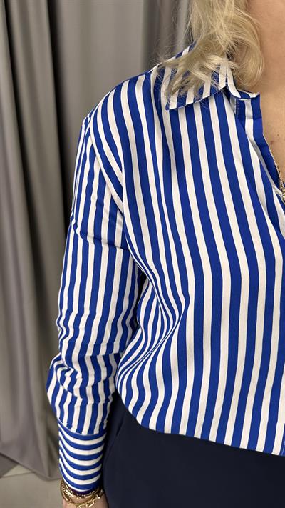 ÇİZGİLİ SAKS GÖMLEK