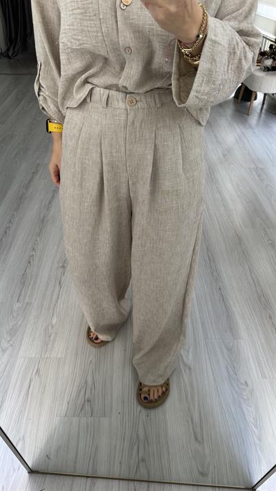COTTON GÖMLEK PANTOLON TAKIM / TAŞ RENGİ