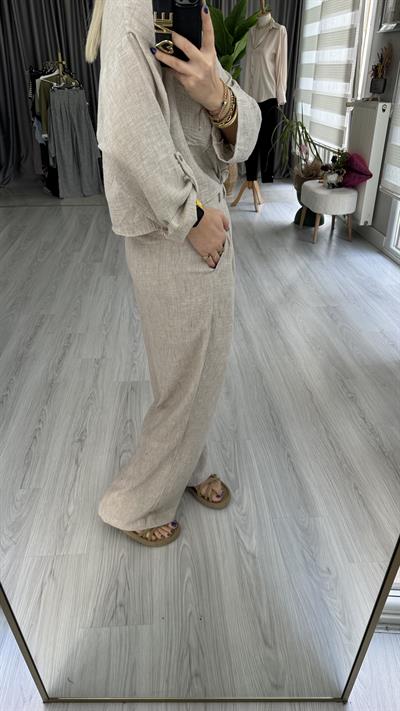 COTTON GÖMLEK PANTOLON TAKIM / TAŞ RENGİ