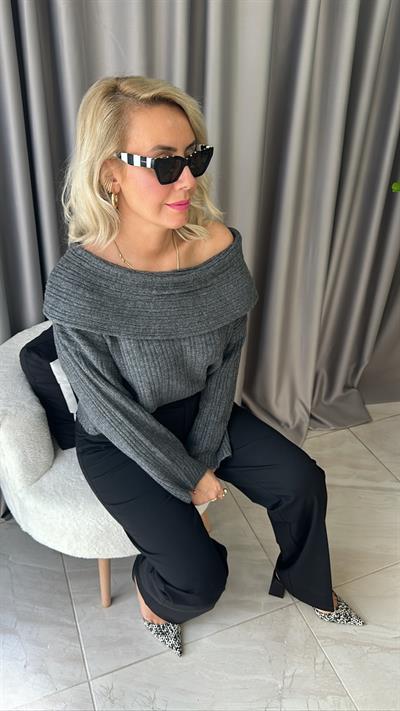 DEGAJE YAKA YUMUŞACIK ANTRASİT TRİKO