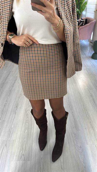 Ekoseli Bordo Kahve Etek