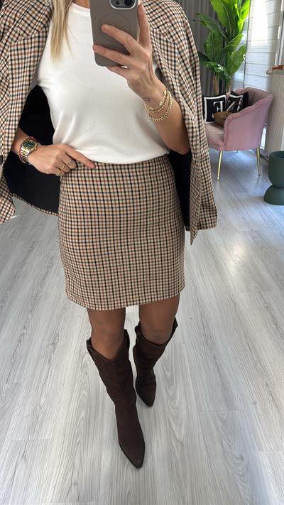 Ekoseli Bordo Kahve Etek