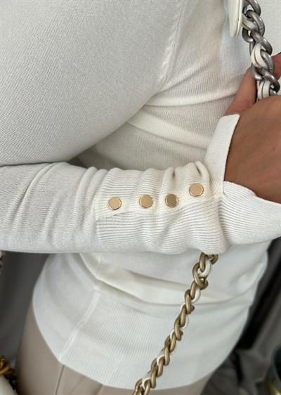 Ekru Bisiklet Yaka Kolu Droplu Triko