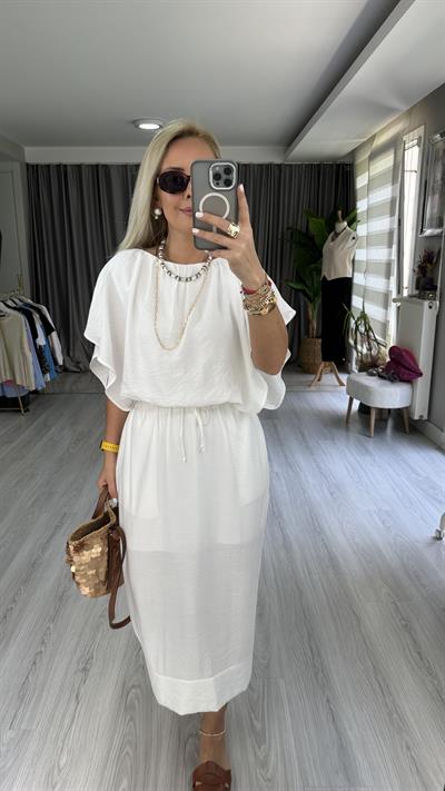 ETEK BLUZ TENCEL İKİLİ BEYAZ TAKIM