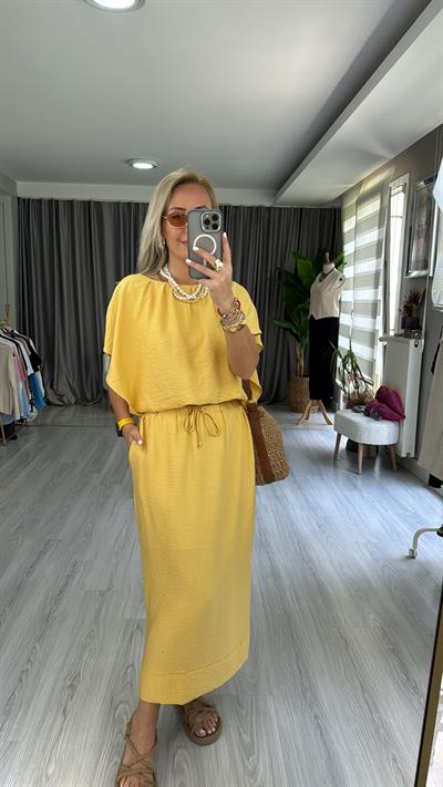 ETEK BLUZ TENCEL İKİLİ SARI TAKIM