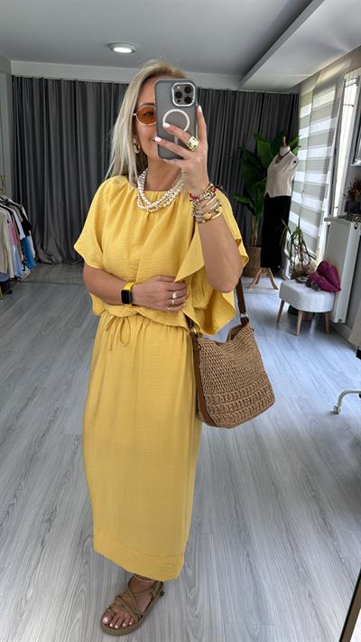 ETEK BLUZ TENCEL İKİLİ SARI TAKIM