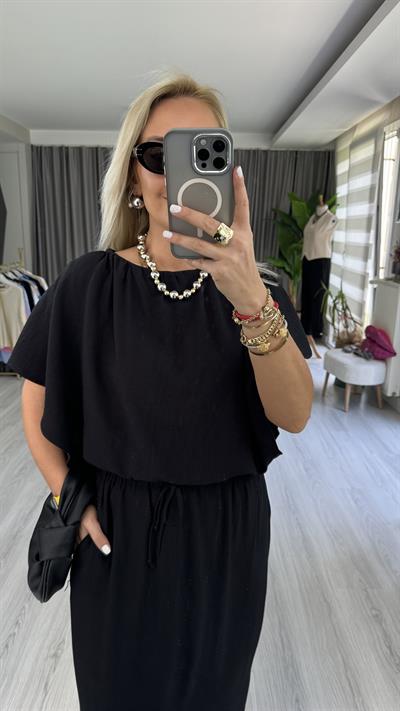 ETEK BLUZ TENCEL İKİLİ SİYAH TAKIM