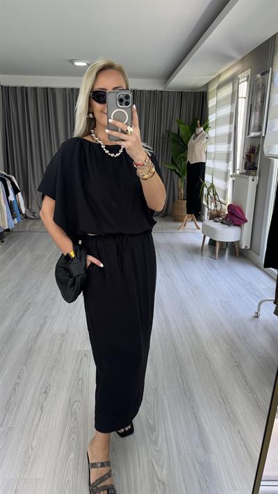 ETEK BLUZ TENCEL İKİLİ SİYAH TAKIM