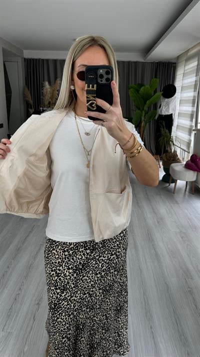 FERMUARLI ÇİFT CEPLİ BEJ YELEK