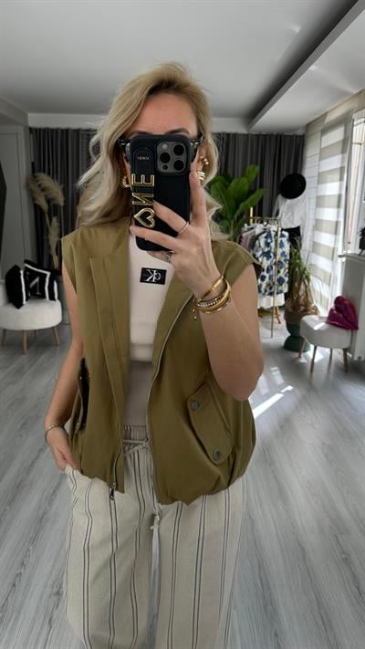 FERMUARLI ÇIT ÇIT CEPLİ HAKİ YELEK