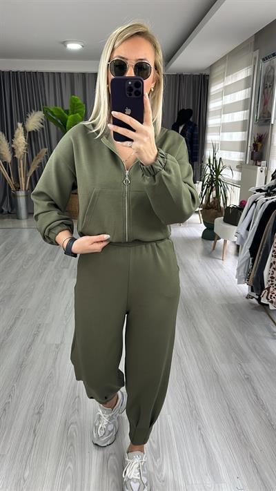 FERMUARLI MODAL KUMAŞ HAKİ EŞOFMAN TAKIMI