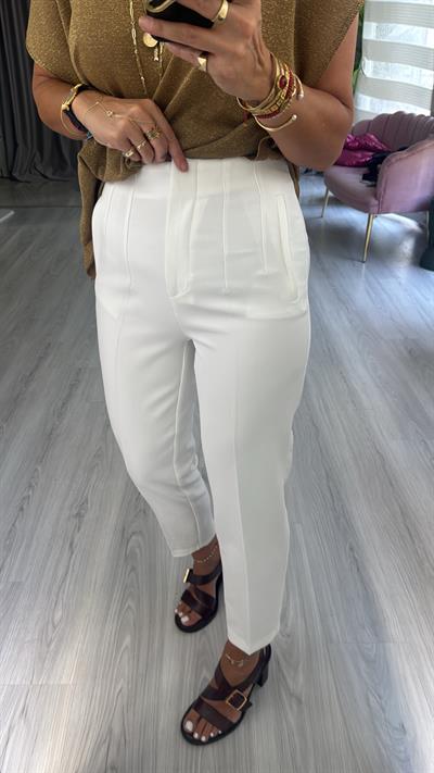 Flatolu Beyaz Pantolon