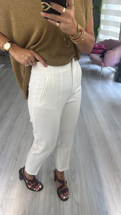Flatolu Beyaz Pantolon