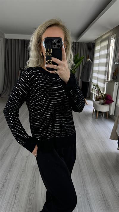 FULL TAŞLI SİYAH MERSERİZE