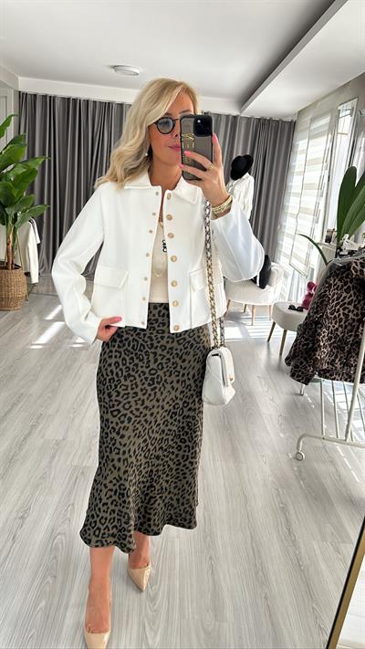 GOLD DÜĞMELİ, KAŞMİR DOKUDA, KAŞE, GOLD DÜĞMELİ, BEYAZ CEKET