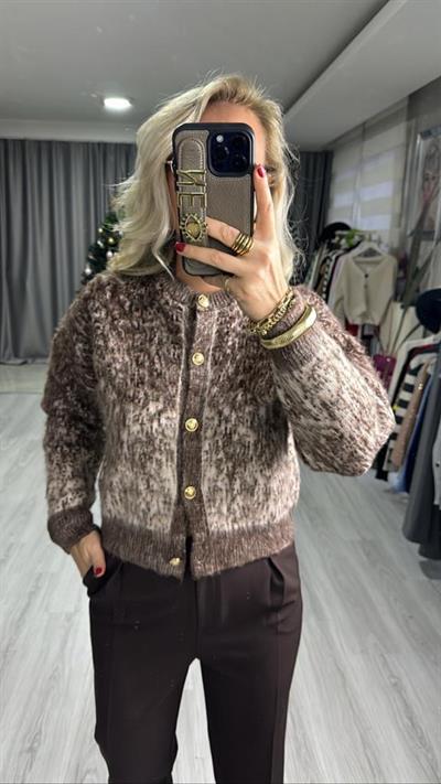 GOLD DÜĞMELİ SAKALLI ACI KAHVE TRİKO HIRKA