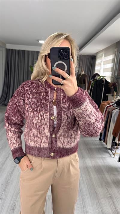 GOLD DÜĞMELİ SAKALLI BORDO TRİKO HIRKA