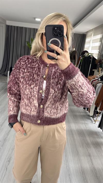 GOLD DÜĞMELİ SAKALLI BORDO TRİKO HIRKA