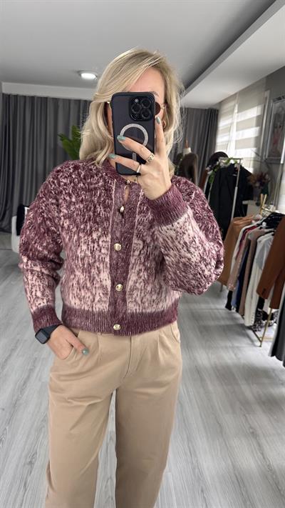 GOLD DÜĞMELİ SAKALLI BORDO TRİKO HIRKA