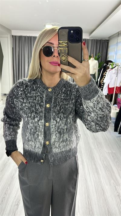 GOLD DÜĞMELİ SAKALLI FÜME TRİKO HIRKA