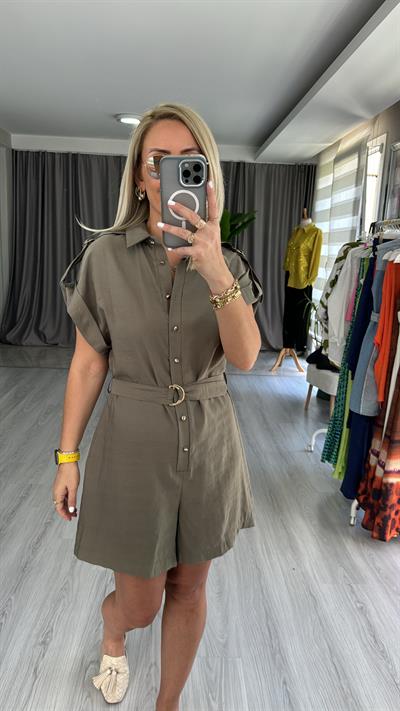 GOLD DÜĞMELİ TENCEL HAKİ TULUM