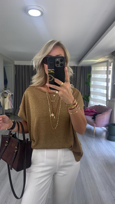 Gold Simli Merserize Bluz