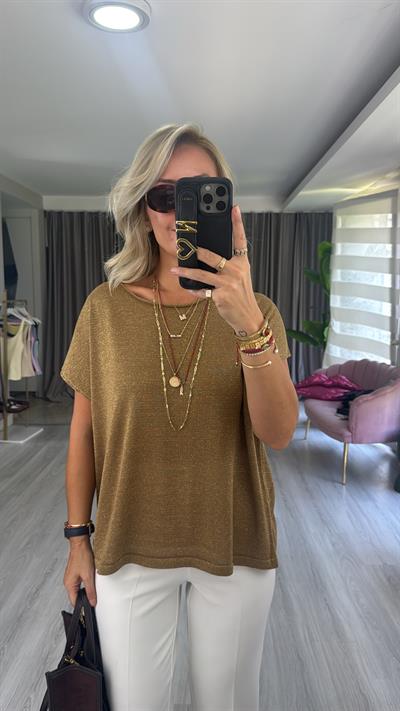 Gold Simli Merserize Bluz