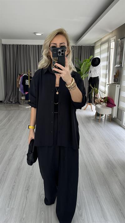 GÖMLEK PANTOLON SİYAH TAKIM