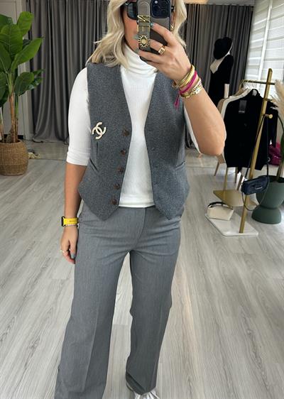 Gri Kaşe Astarlı Yelek