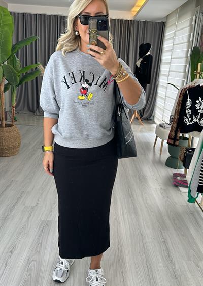 Gri Mickey Baskılı