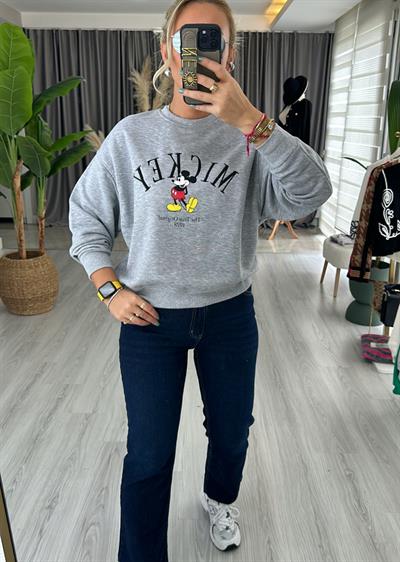 Gri Mickey Baskılı