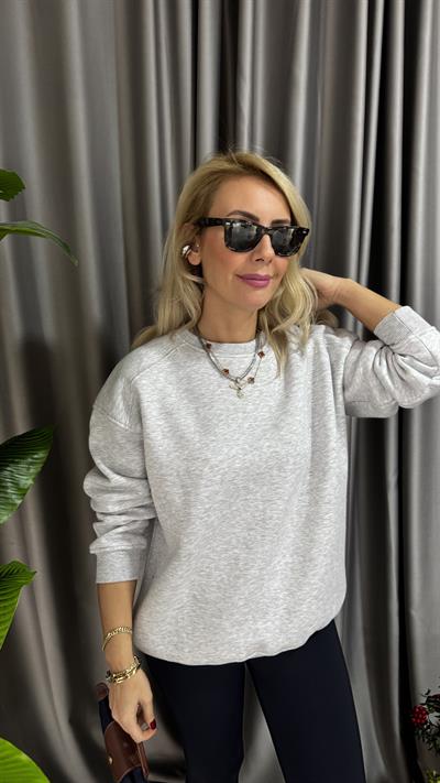 Gri Üç İplik Sweatshirt