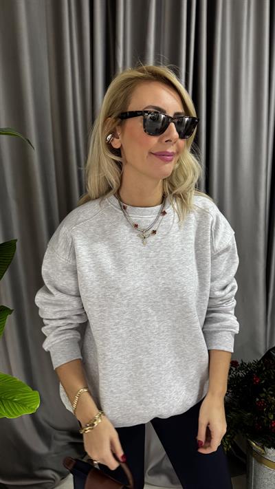 Gri Üç İplik Sweatshirt
