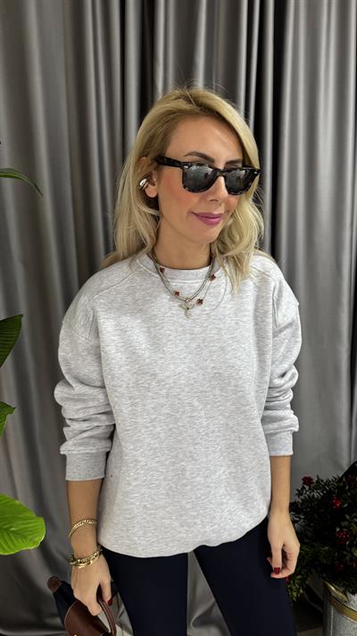 Gri Üç İplik Sweatshirt