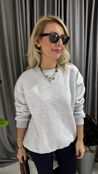 Gri Üç İplik Sweatshirt