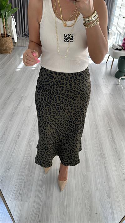 HAKİ LEOPAR SATEN ETEK