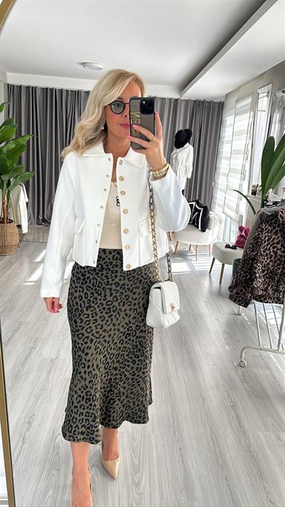 HAKİ LEOPAR SATEN ETEK